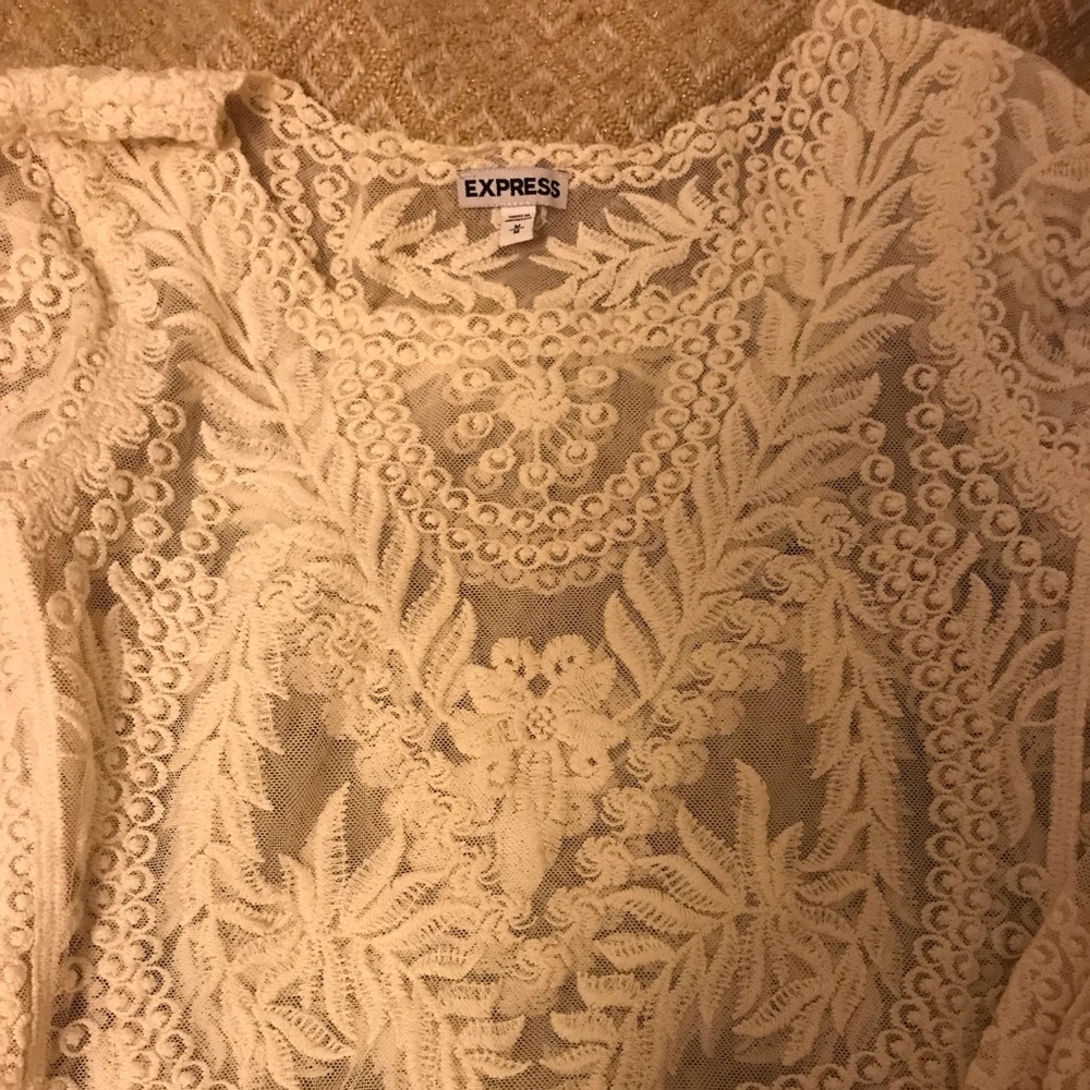 Express Lace Long Sleeve Top Small